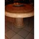 Ovoid table in pink and green travertine, circa 1975