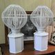 a pair of very large modernist lamps in painted ceramic and wood