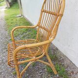 wicker armchair, bamboo wood
