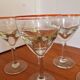 Set of 4 Blown Glass Bistro Glasses with Red Rim