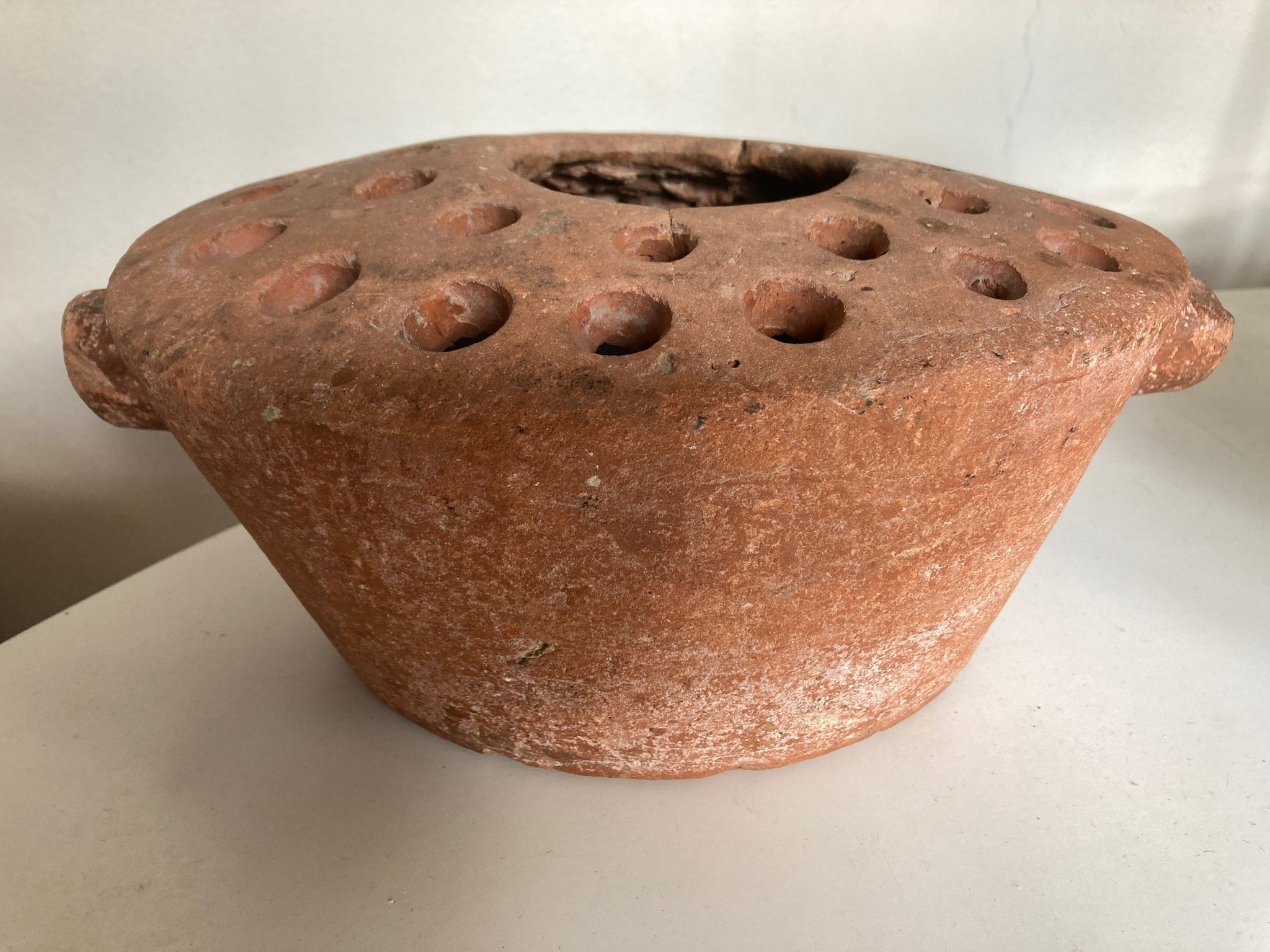 Terracotta farm vase pique flower XXL Folk Art 19th