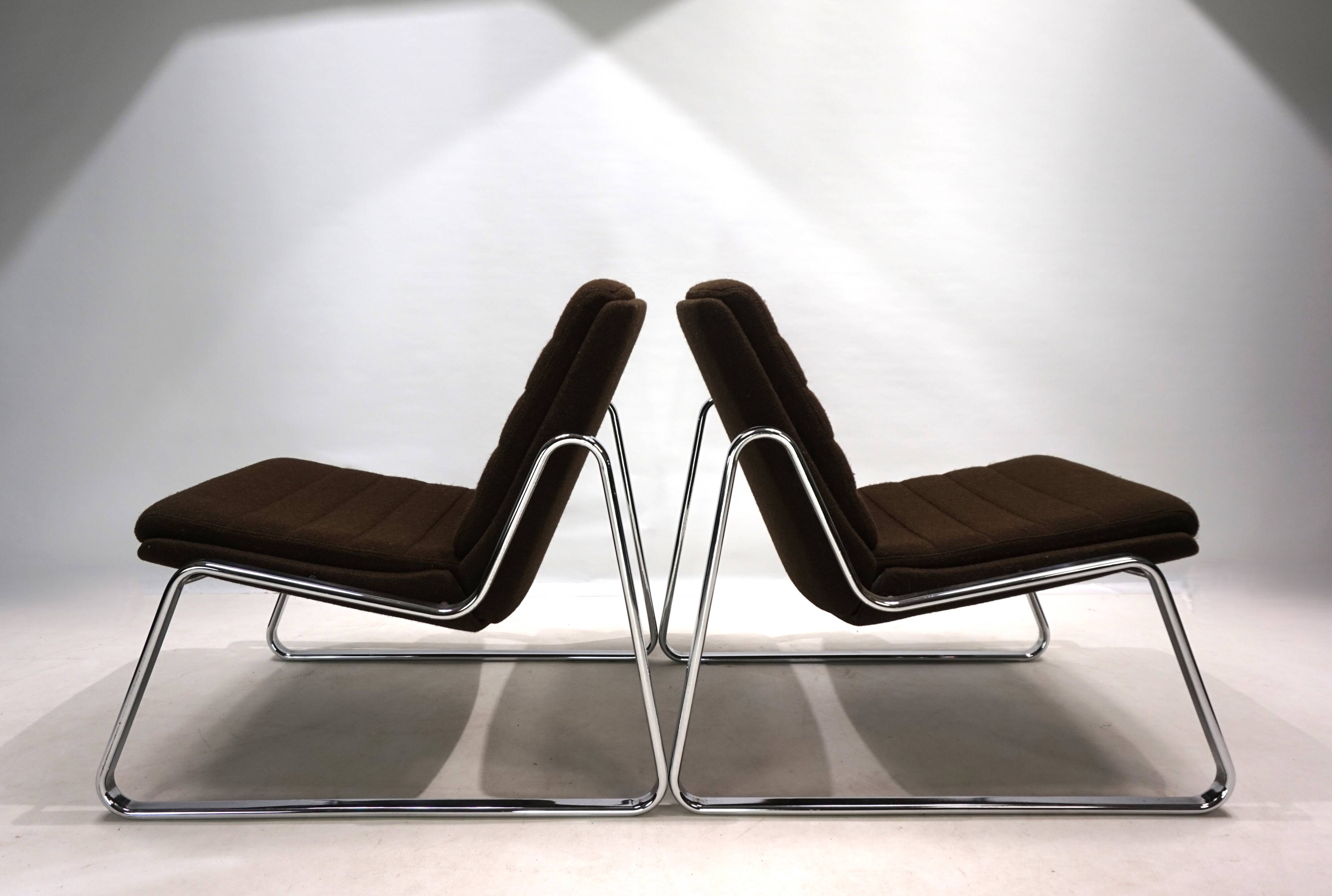 Set of two Drabert chrome lounge chairs by Gerd Lange, 1970
