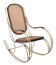 Rocking-chair moderniste en laiton doré et cannage