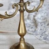 Antique 3-branch candelabra in patinated brass
