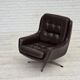 1970s, set of two swivel lounge chairs with footstool, leather.