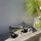 Pair of chrome metal wall lights from the 1970s.