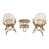 Rattan easy chairs & table Rohé Noordwolde Netherlands 1960’s