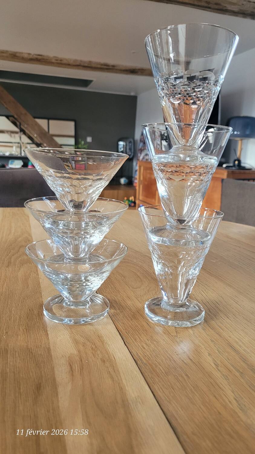 6 vintage cut glass glasses VD made in Belgium