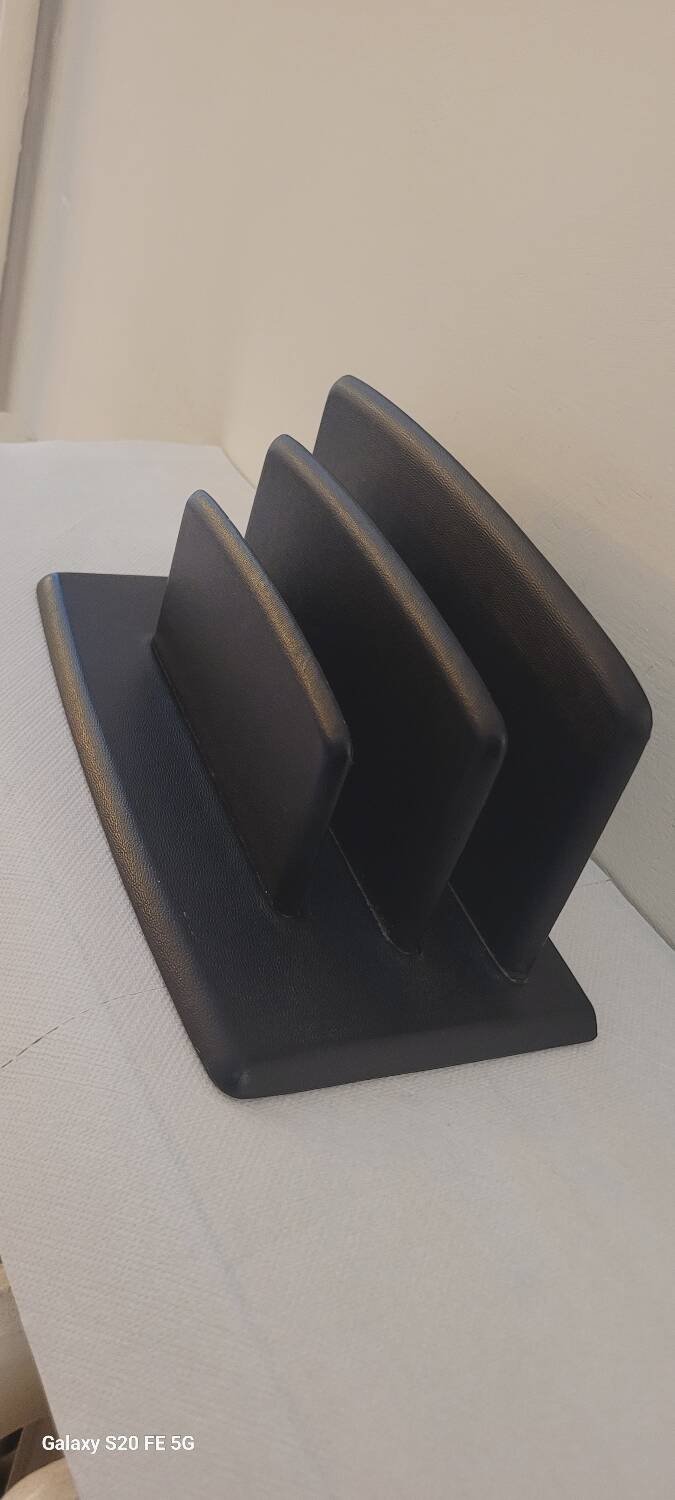 50's black leather letter holder