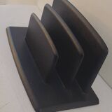 50's black leather letter holder