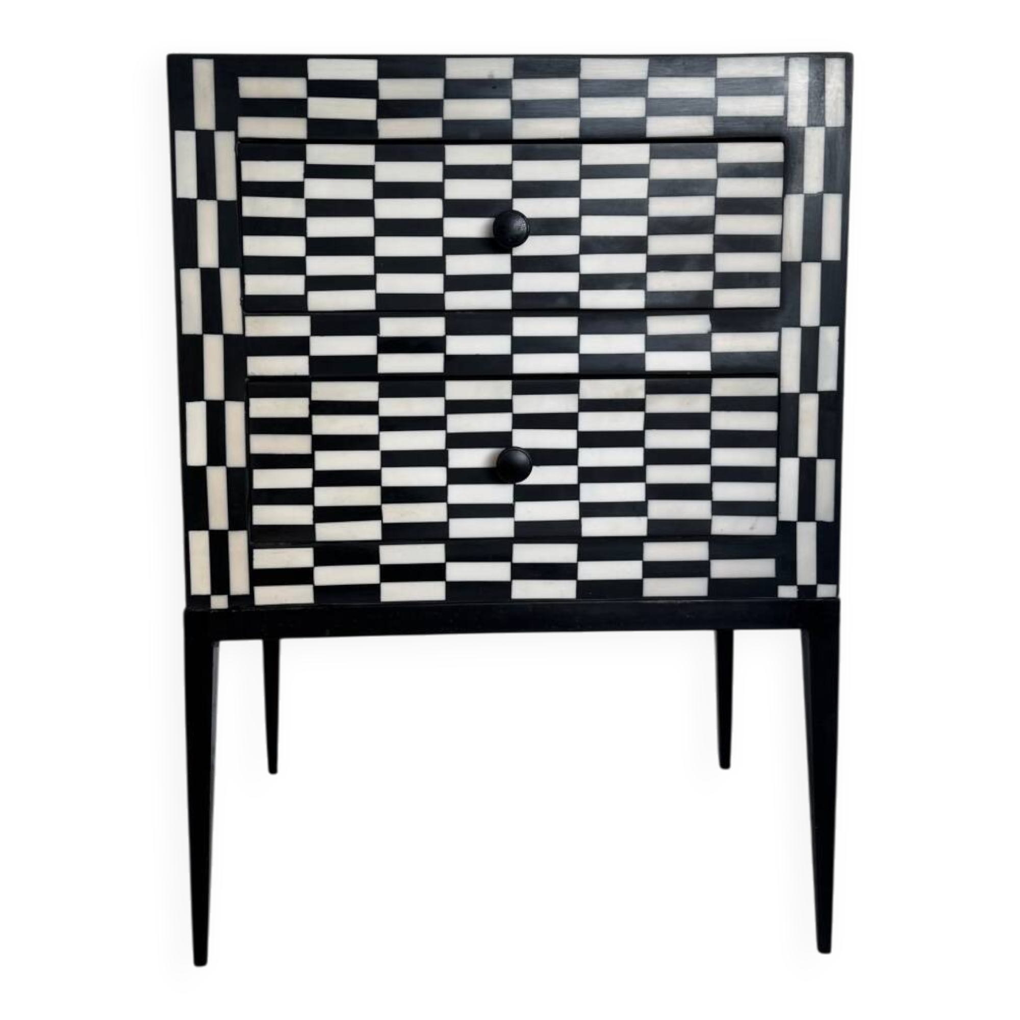 Checkerboard marquetry chest of drawers