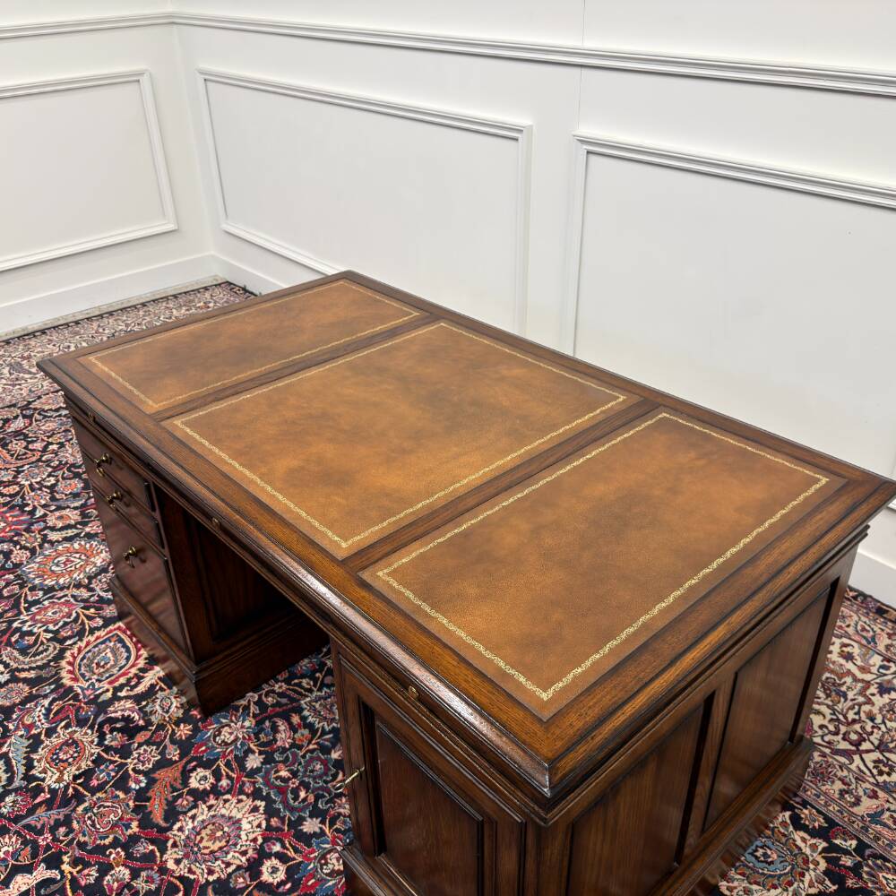 RAC Classic English Chesterfield Desk Brown Leather