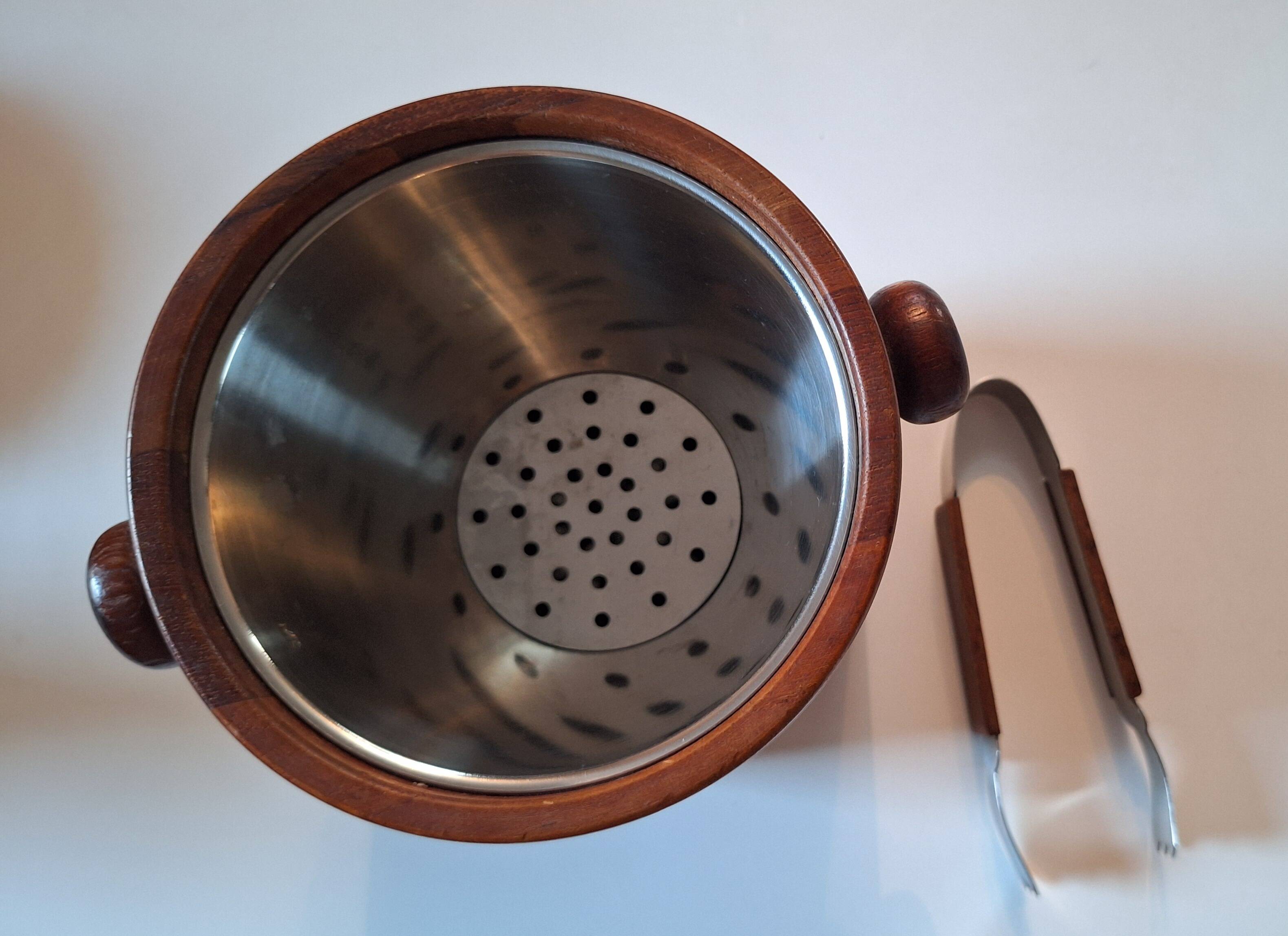 Scandinavian teak ice bucket, vintage 60s