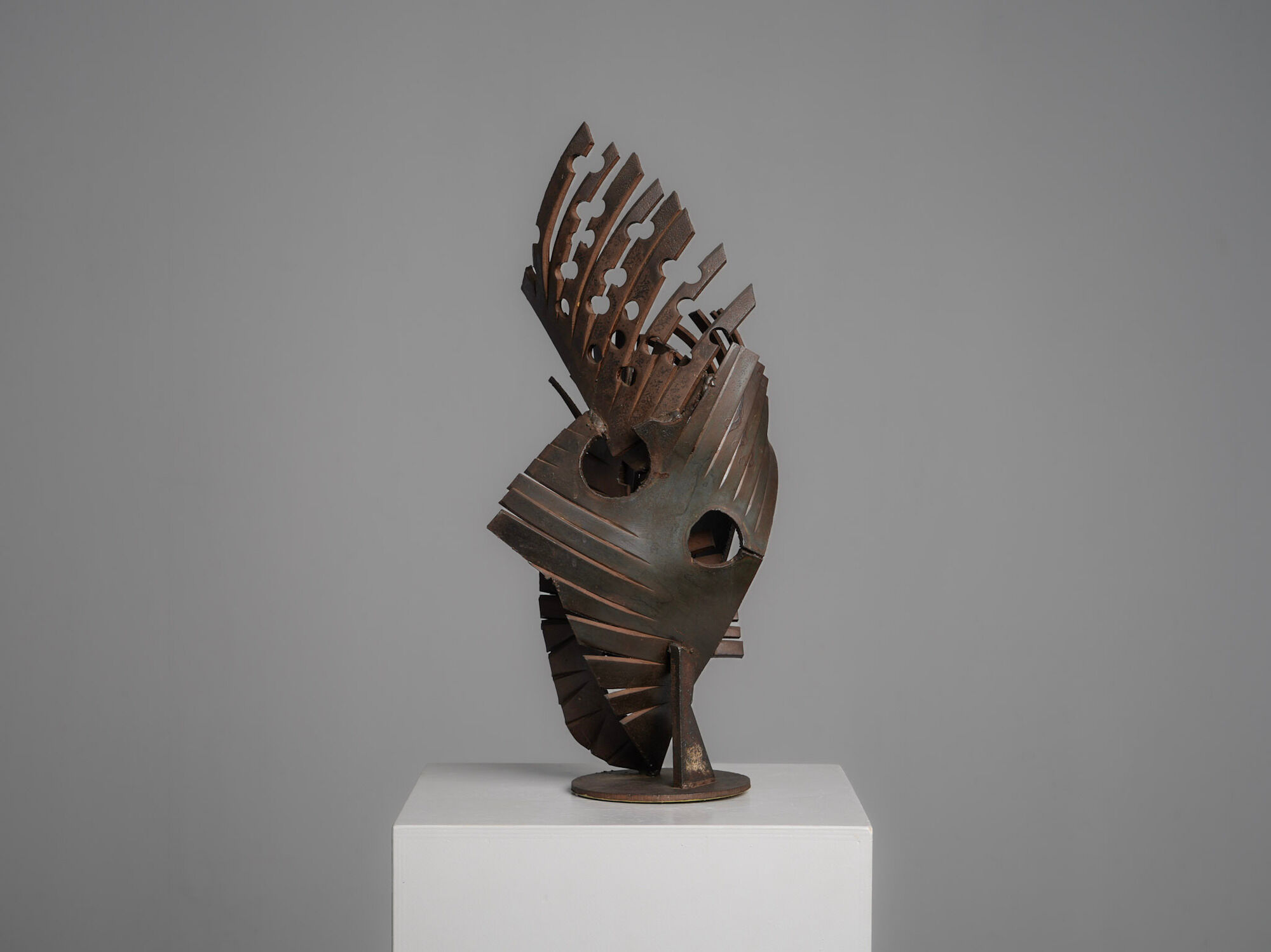 Abstract constructivist iron sculpture, signed CH, Netherlands, 1960s – I