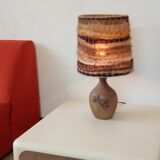 Sandstone lamp, wool lampshade, 50s/60s