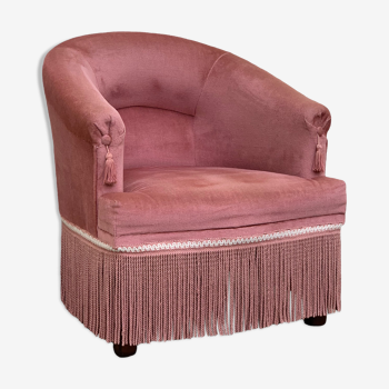 Pink velvet toad armchair 1970