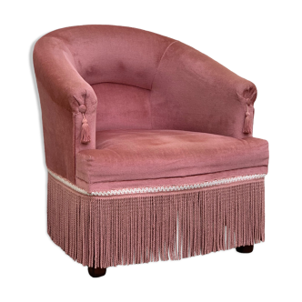 Pink velvet toad armchair 1970