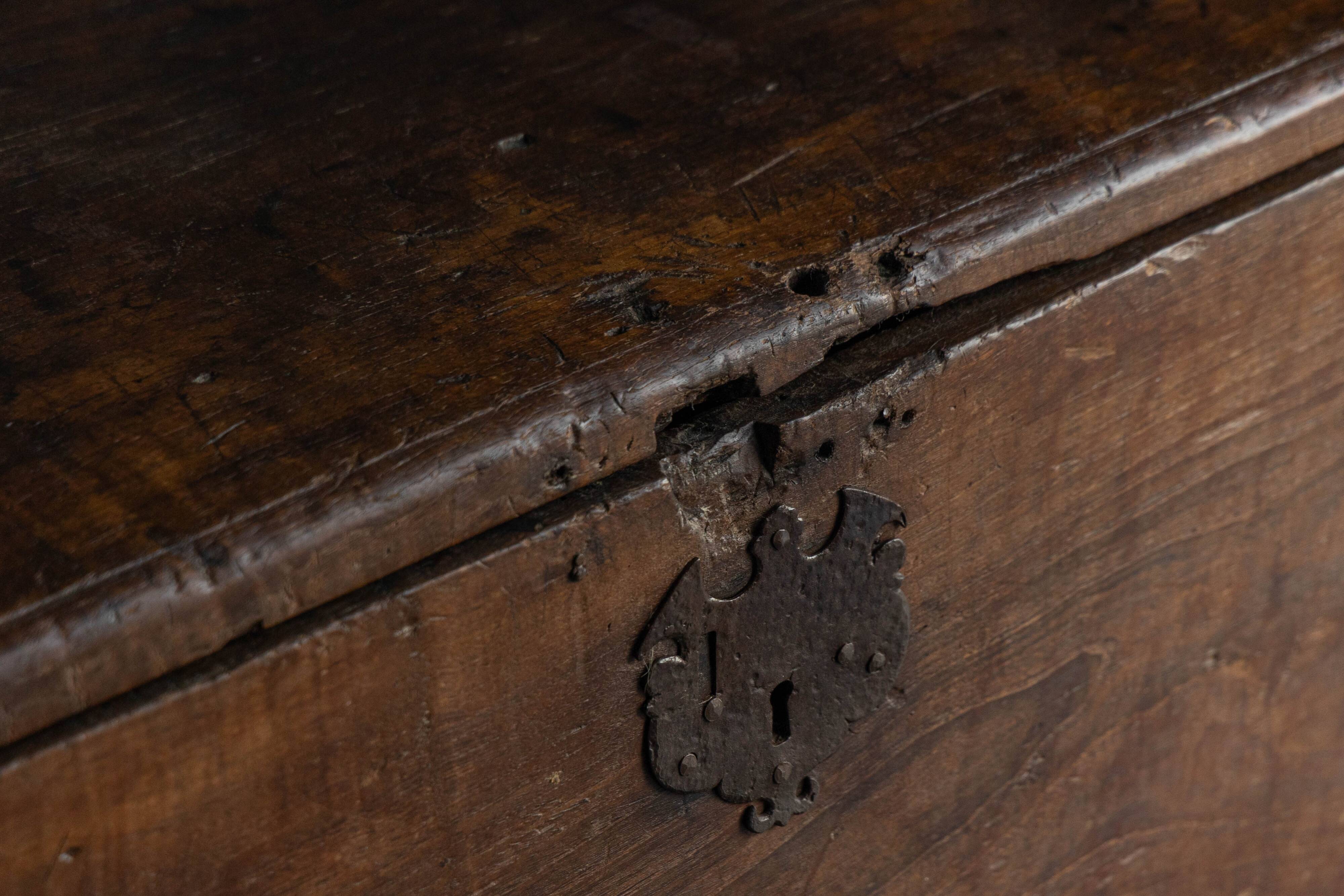 Antique wooden storage chest, France, late 18th century