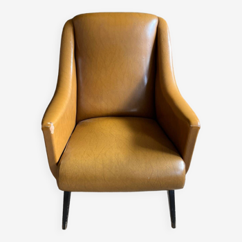 Skaï club chair with compass legs