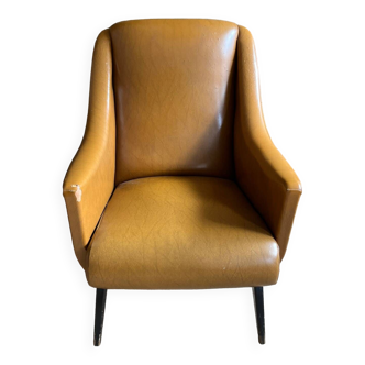 Skaï club chair with compass legs