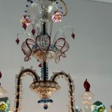 Venetian chandelier rezzonico in multicolored murano glass, 10 arms of light