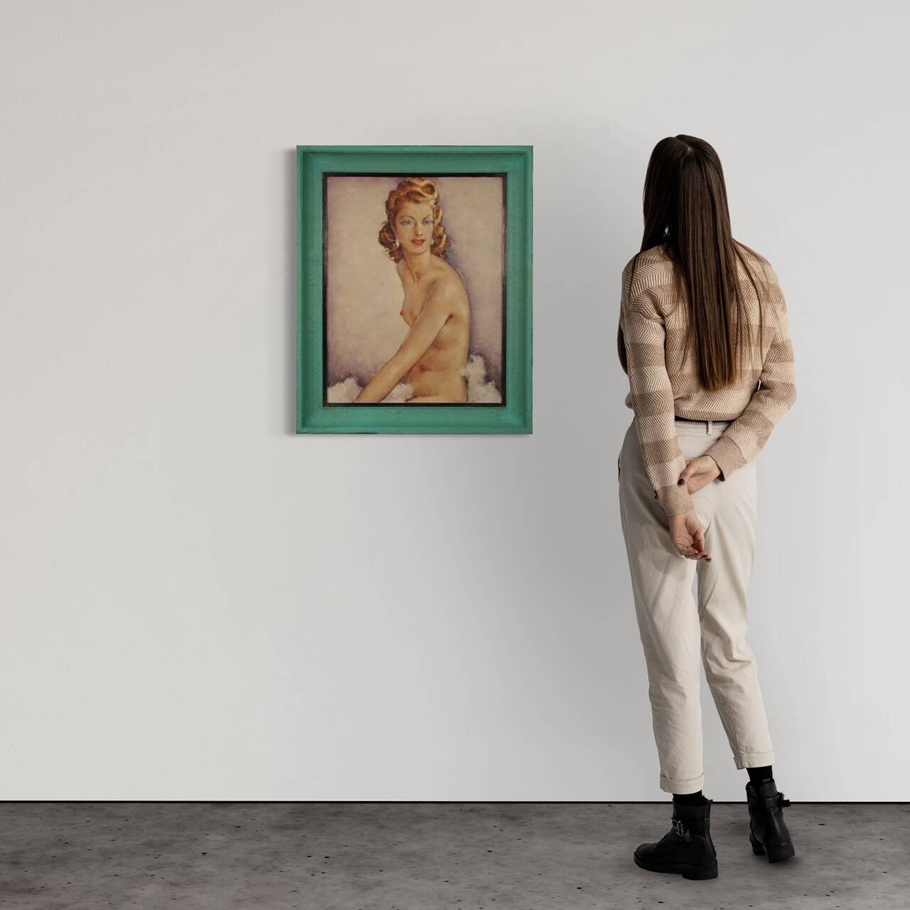 French signed nude painting 60's