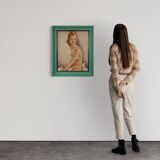 French signed nude painting 60's