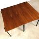 Minimalist walnut & steel stacking side tables, 1960s, Set of 2