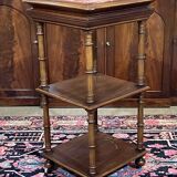 Guéridon Henri II en noyer et dessus marbre début XXème