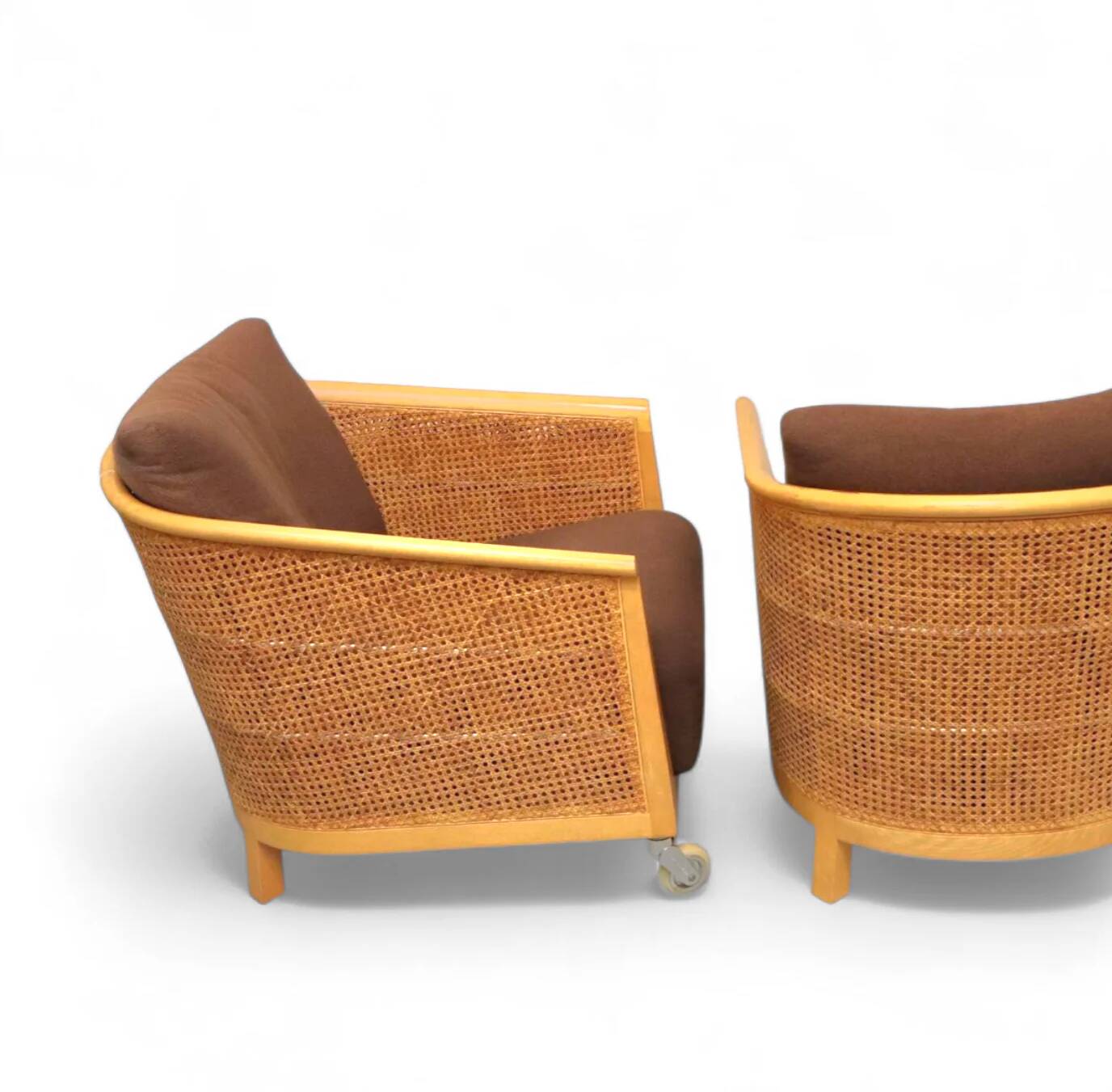 2 x woven rattan arm chairs "Mozart" by Antonio Citterio for Flexform 90's