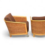 2 x woven rattan arm chairs "Mozart" by Antonio Citterio for Flexform 90's