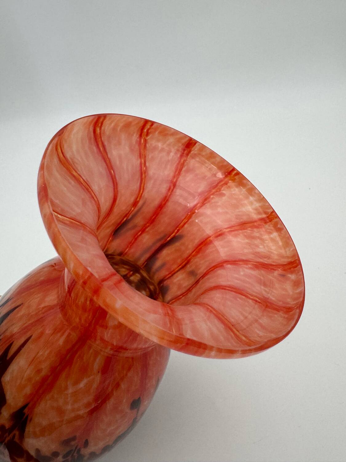 Orange and brown speckled glass vase, Clichy style