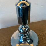 Lampe de table vintage chromée avec abat-jour fleuri