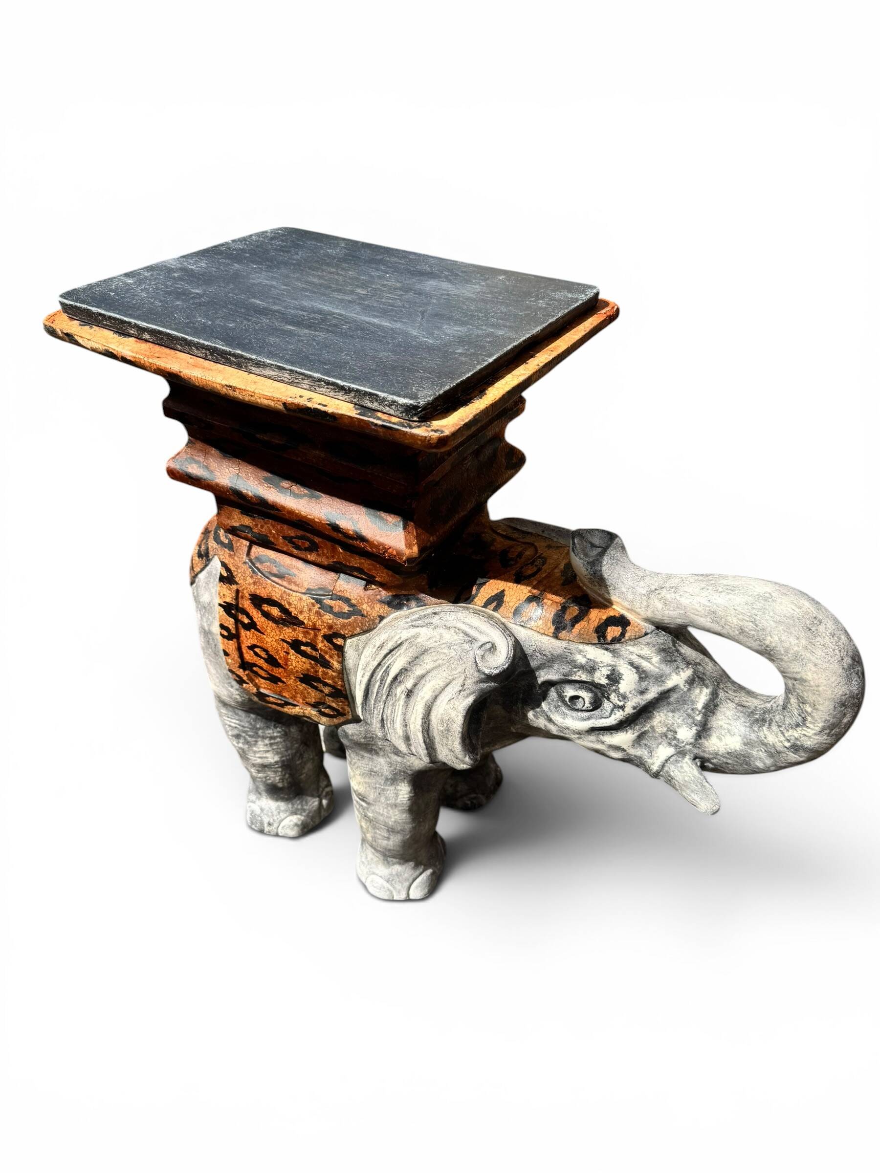 Elephant side table – leopard pattern – Jansen style 1970