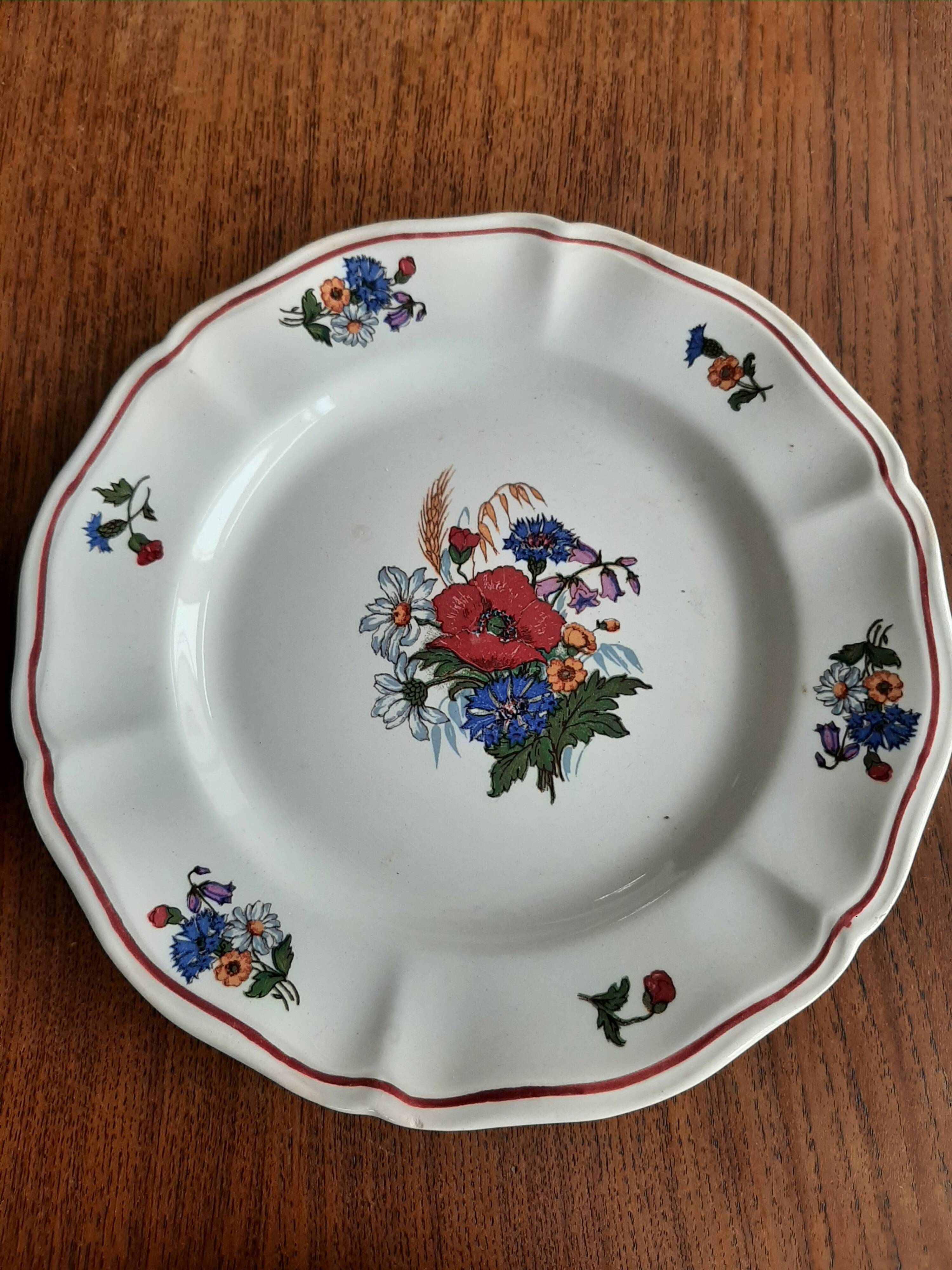 6 vintage Sarreguemines plates