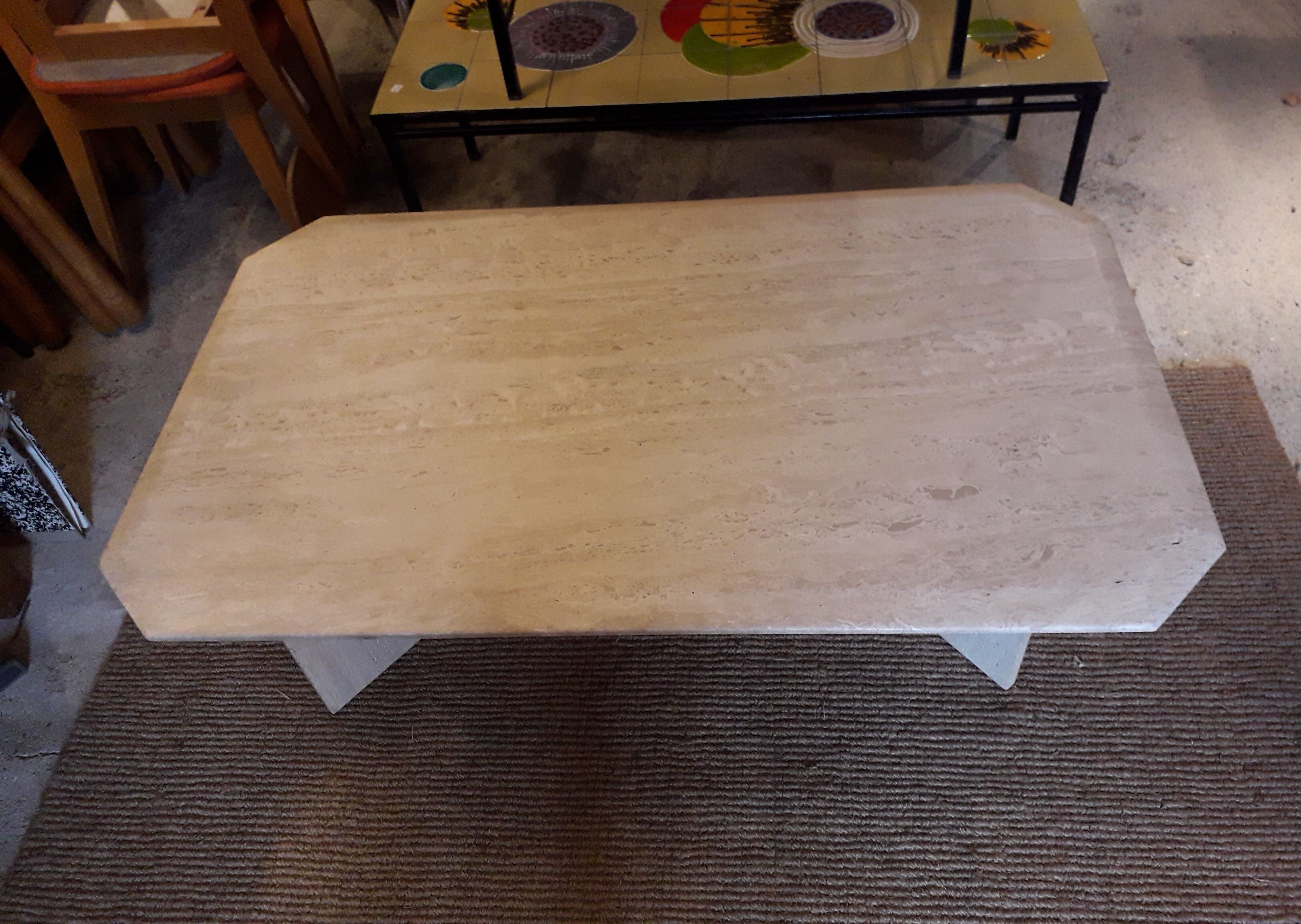 Travertine coffee table