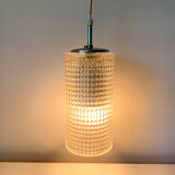 Textured glass vintage pendant light - 1960s