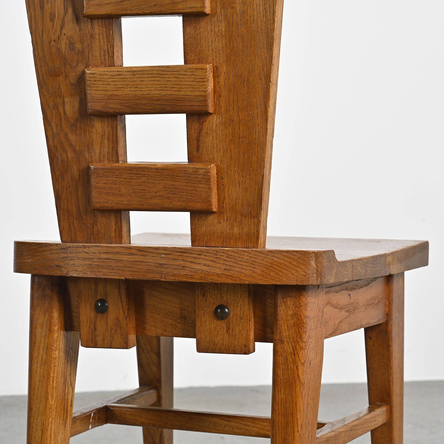 Set of six oak chairs by Henry Jacques Le Même, France circa 1940