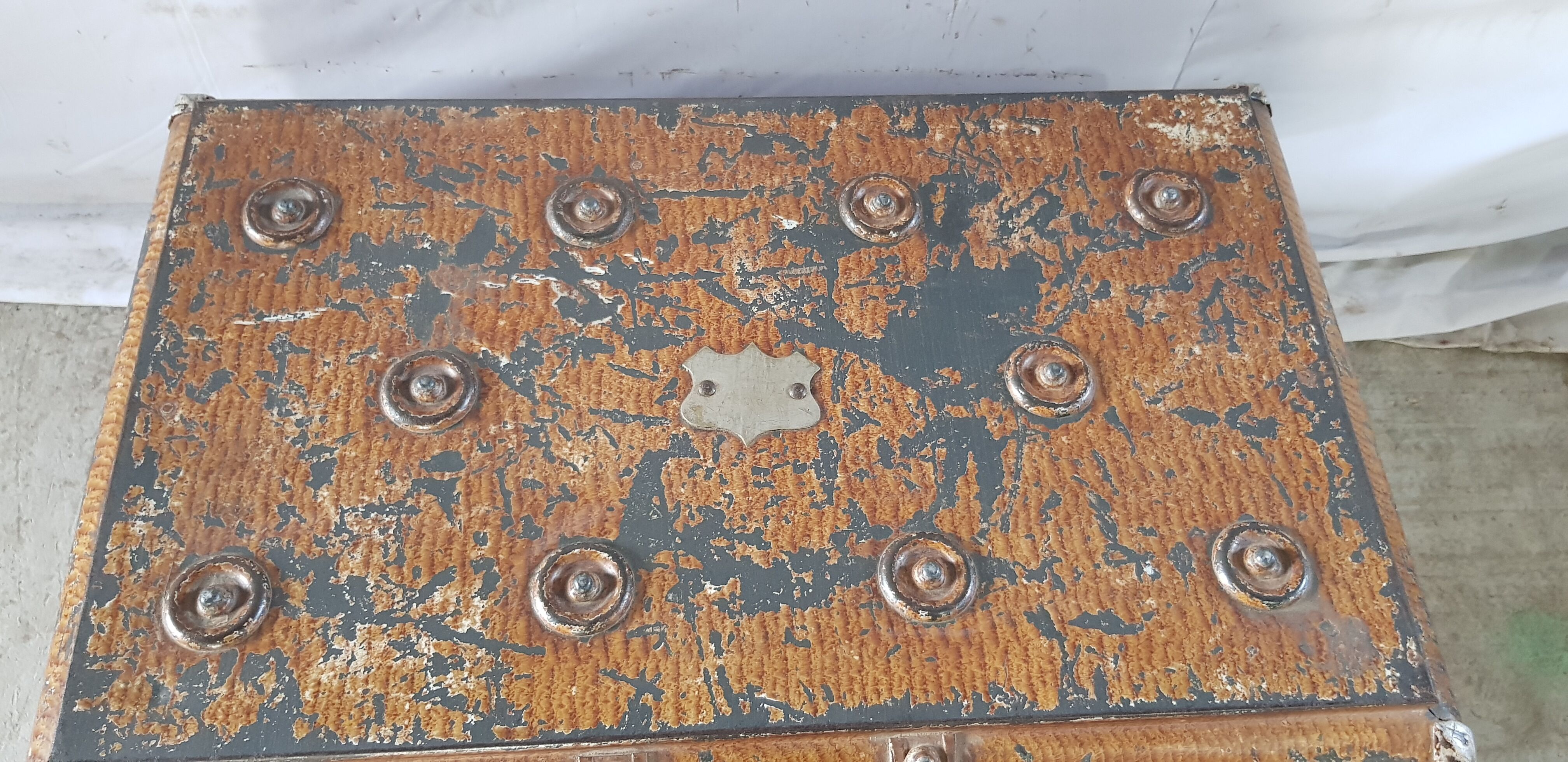 Ancient colonial travel trunk