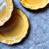 9 flat plates in ochre earthenware, "Les Faïences - Haute Provence"