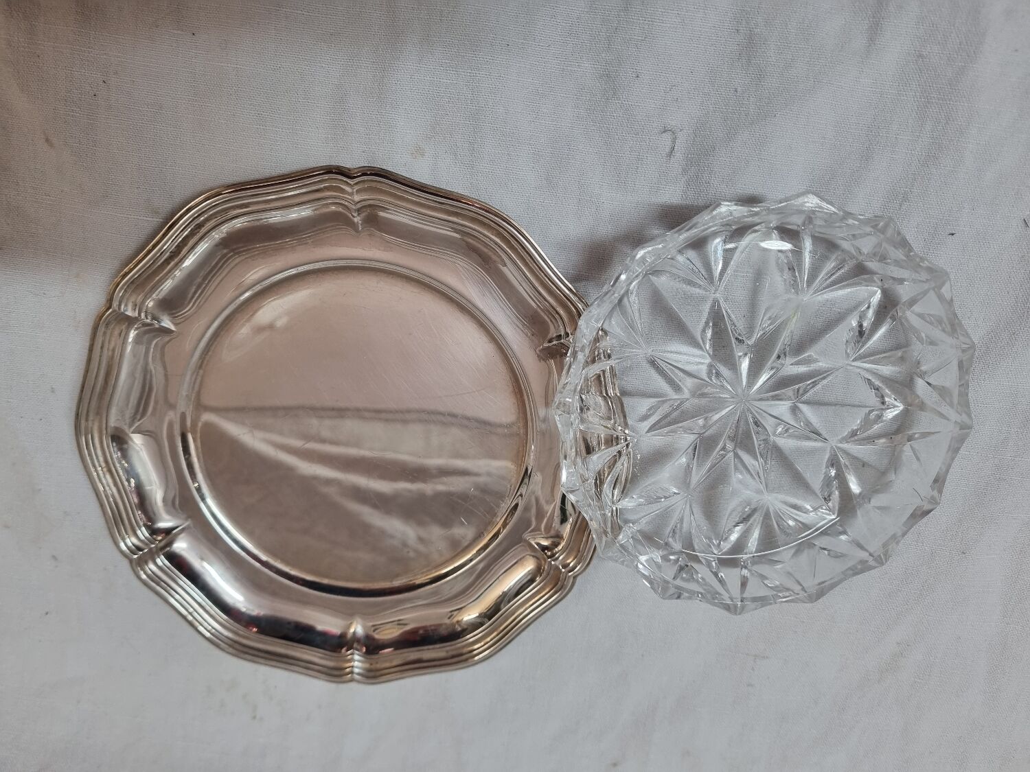 Silver metal butter dish, 1980