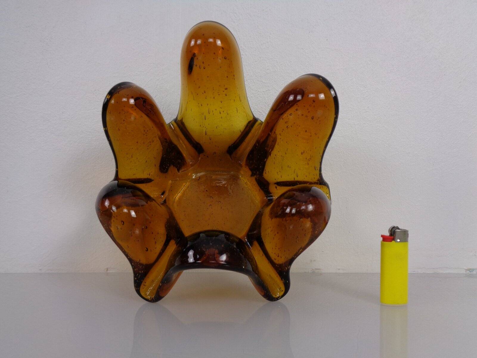 Large Murano amber glass bowl, Italy, 1960s