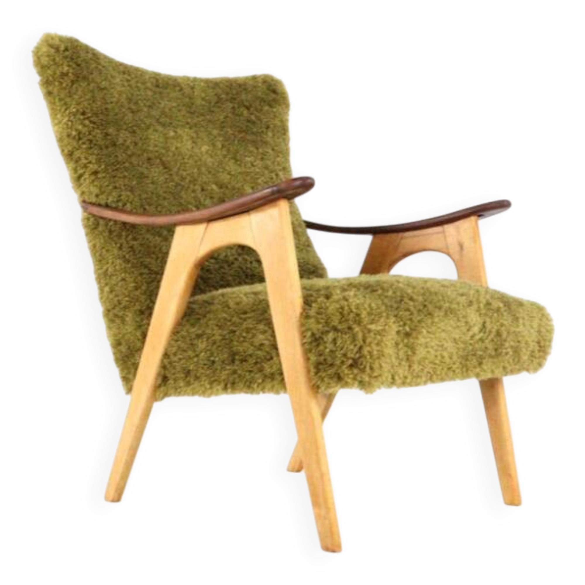 Two tone doodle armchair 'Wing'  fully restored unique upholstery wingback