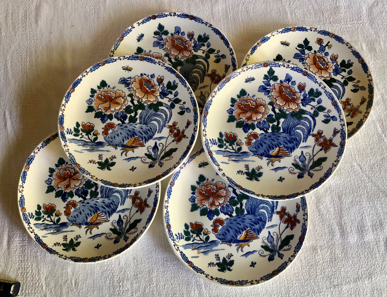 Lot de 6 assiettes à dessert Gien 1938 1960