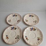 Set of 4 small Sarreguemines plates, Agreste model