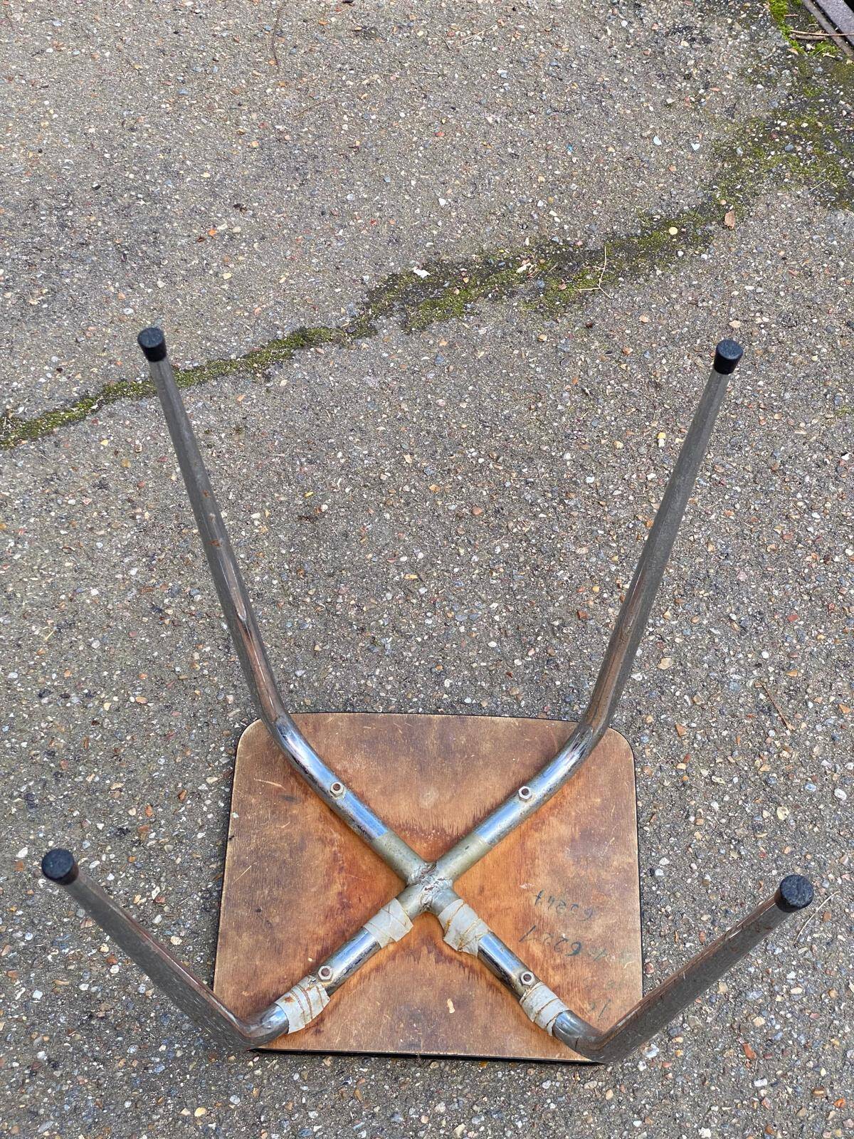 Light green formica and steel stool from the 1980s.