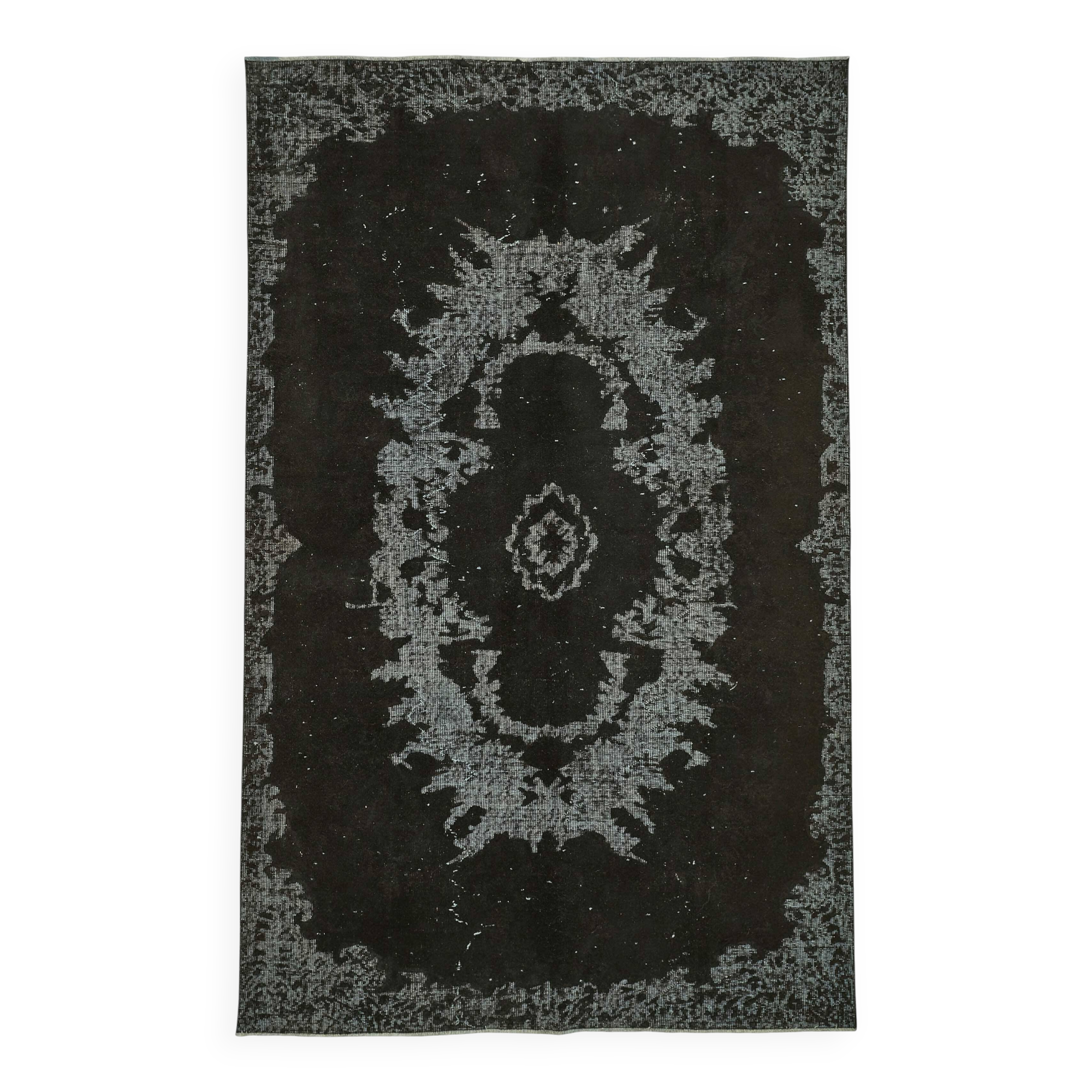Overdyed Wool Vintage Handmade Carved Rug 169 cm x 288 cm