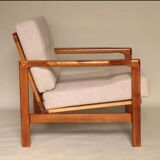 Vintage Armchair Beige Upholstery Scandinavian Design