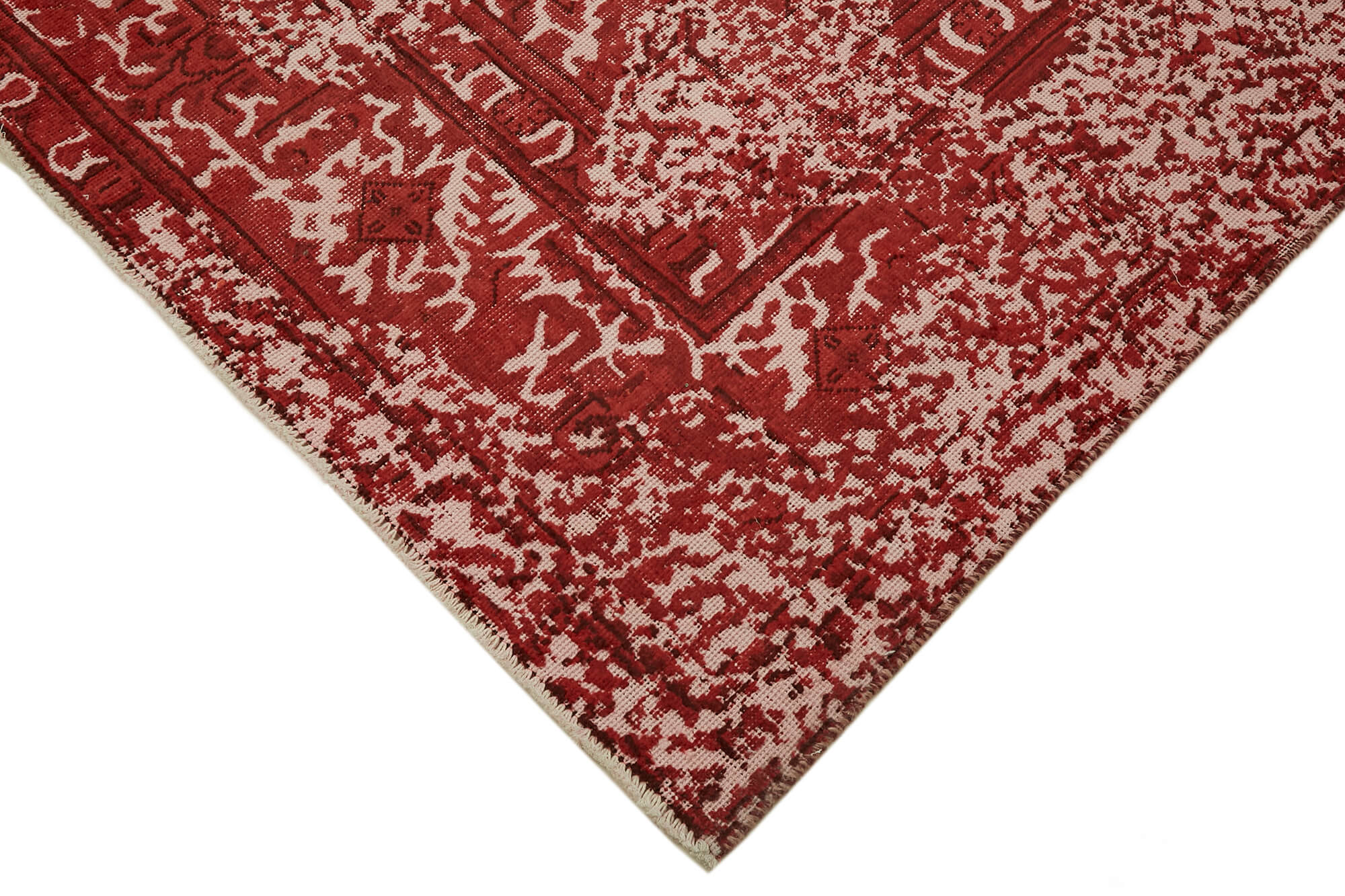 Tapis de laine rouge fait main oriental décoratif années 1980