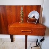 Scandinavian teak headboard – 1960s – Integrated bedside tables